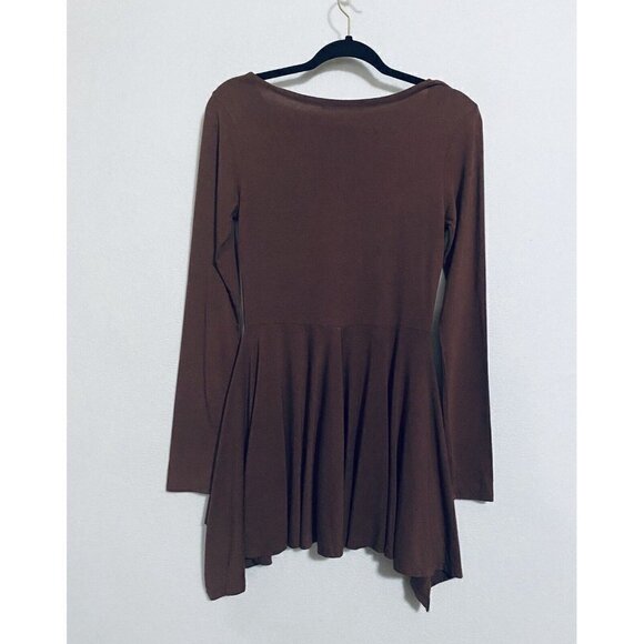 Peruvian Connection Womens XS Asymmetrical Hem Tunic Top Long Sleeve Maroon Boho - Picture 4 of 7